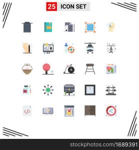 Pictogram Set of 25 Simple Flat Colors of experience, layout, notebook, grid, factory Editable Vector Design Elements