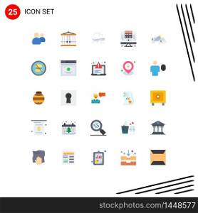 Pictogram Set of 25 Simple Flat Colors of hill, server, air, database, computer Editable Vector Design Elements