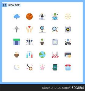 Pictogram Set of 25 Simple Flat Colors of holiday, celebration, up, world, earth Editable Vector Design Elements