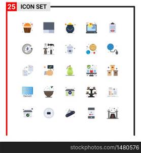Pictogram Set of 25 Simple Flat Colors of job, check, luck, analytics, report Editable Vector Design Elements