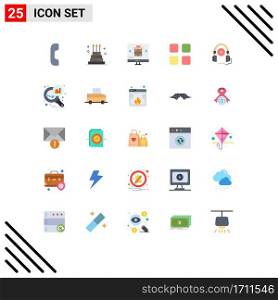 Pictogram Set of 25 Simple Flat Colors of language, education, buy, calculator, shopping Editable Vector Design Elements