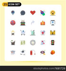 Pictogram Set of 25 Simple Flat Colors of scary, dead, heart, support, chat Editable Vector Design Elements
