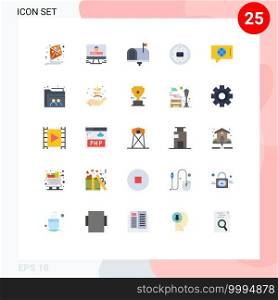 Pictogram Set of 25 Simple Flat Colors of world, mail, contact, message, business Editable Vector Design Elements