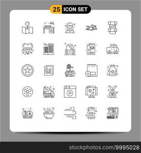 Pictogram Set of 25 Simple Lines of construction, evening, female, nature, hill Editable Vector Design Elements
