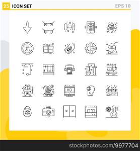 Pictogram Set of 25 Simple Lines of currency, business, mobile, settings, megaphone Editable Vector Design Elements