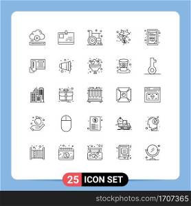 Pictogram Set of 25 Simple Lines of doc, stare, pass, birthday, health Editable Vector Design Elements