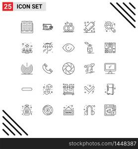 Pictogram Set of 25 Simple Lines of doctor, vaccine, online payment, syringe, love Editable Vector Design Elements