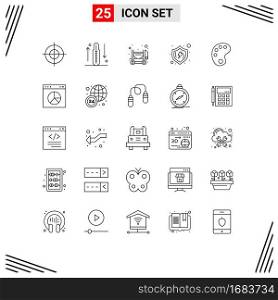 Pictogram Set of 25 Simple Lines of drawing, shield, increase, secure, protect Editable Vector Design Elements