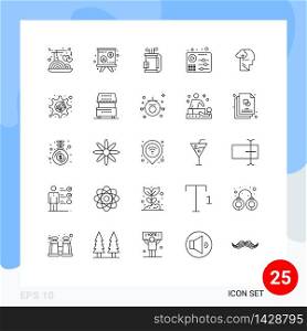 Pictogram Set of 25 Simple Lines of gain, play, club, music, audio Editable Vector Design Elements