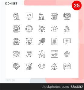 Pictogram Set of 25 Simple Lines of interaction, apps, bad, app, thought Editable Vector Design Elements