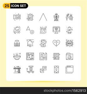 Pictogram Set of 25 Simple Lines of office, business, top, hands, creative Editable Vector Design Elements