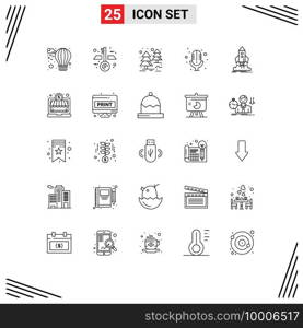 Pictogram Set of 25 Simple Lines of online shop, shuttle, tree, ship, launch Editable Vector Design Elements