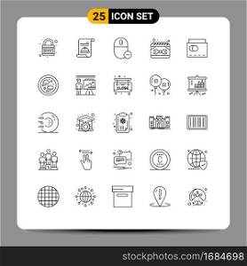 Pictogram Set of 25 Simple Lines of repair, construction, invite, calendar, mouse Editable Vector Design Elements