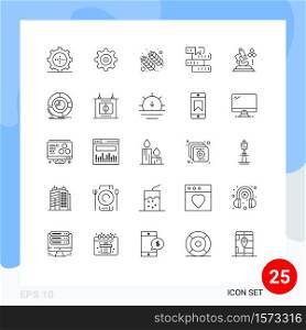 Pictogram Set of 25 Simple Lines of science, study, holi, learning, education Editable Vector Design Elements