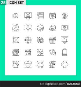 Pictogram Set of 25 Simple Lines of search, seo, touch, marketing, page Editable Vector Design Elements