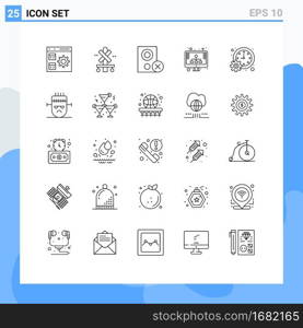 Pictogram Set of 25 Simple Lines of storage, hosting, train, diagram, hardware Editable Vector Design Elements