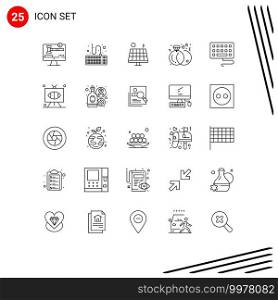 Pictogram Set of 25 Simple Lines of type, rings, energy, marriage, diamond Editable Vector Design Elements