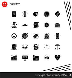 Pictogram Set of 25 Simple Solid Glyphs of arrow, network, chart, internet, communication Editable Vector Design Elements