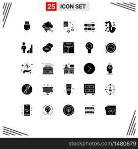 Pictogram Set of 25 Simple Solid Glyphs of bandage, aid, cloud, finance, business Editable Vector Design Elements