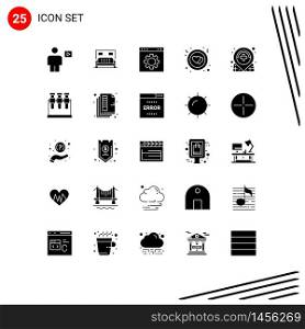 Pictogram Set of 25 Simple Solid Glyphs of care, heart, service, circle, page Editable Vector Design Elements