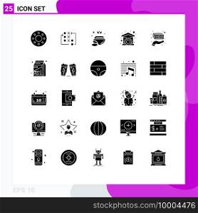 Pictogram Set of 25 Simple Solid Glyphs of cash, tool, salt, repair, house Editable Vector Design Elements