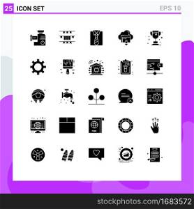 Pictogram Set of 25 Simple Solid Glyphs of computing, down, irish, arrow, fathers day Editable Vector Design Elements