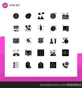 Pictogram Set of 25 Simple Solid Glyphs of details, about, finance, mountains, business Editable Vector Design Elements