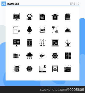 Pictogram Set of 25 Simple Solid Glyphs of develop, document, design, sheet, info Editable Vector Design Elements