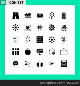 Pictogram Set of 25 Simple Solid Glyphs of doc, medicine, add, medical, research Editable Vector Design Elements