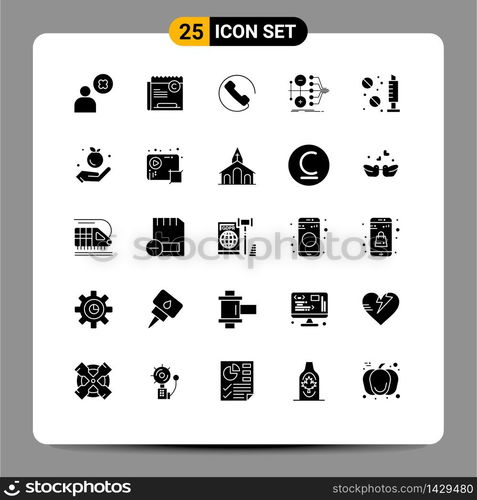 Pictogram Set of 25 Simple Solid Glyphs of drug, transfer, file, money, monetization Editable Vector Design Elements