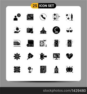 Pictogram Set of 25 Simple Solid Glyphs of drug, transfer, file, money, monetization Editable Vector Design Elements