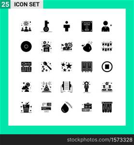 Pictogram Set of 25 Simple Solid Glyphs of favorite, program, avatar, path, designer Editable Vector Design Elements