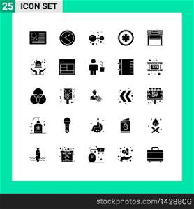 Pictogram Set of 25 Simple Solid Glyphs of finish, sign, user, medicine, lab Editable Vector Design Elements