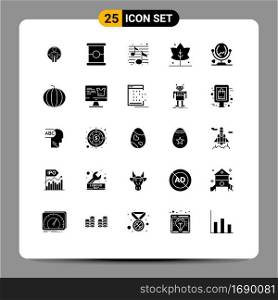 Pictogram Set of 25 Simple Solid Glyphs of interior, mirror, music, giving, leaf Editable Vector Design Elements