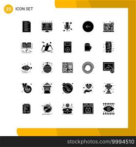 Pictogram Set of 25 Simple Solid Glyphs of marketing, advertising, married, stop, multimedia Editable Vector Design Elements
