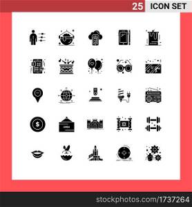 Pictogram Set of 25 Simple Solid Glyphs of pen, mobile, pot, smart phone, cell Editable Vector Design Elements