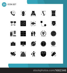 Pictogram Set of 25 Simple Solid Glyphs of round, up, love, arrows, room Editable Vector Design Elements
