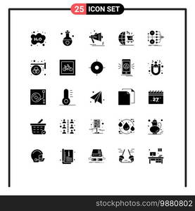 Pictogram Set of 25 Simple Solid Glyphs of seo, cart, perfume, loudspeaker, megaphone Editable Vector Design Elements