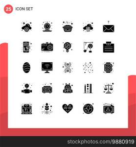 Pictogram Set of 25 Simple Solid Glyphs of tax, arithmetic, time, accounting, pie Editable Vector Design Elements