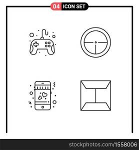 Pictogram Set of 4 Simple Filledline Flat Colors of control pad, dating, pad, military, mobile Editable Vector Design Elements