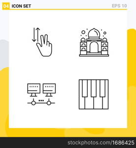 Pictogram Set of 4 Simple Filledline Flat Colors of finger, computer, up, mahal, server Editable Vector Design Elements