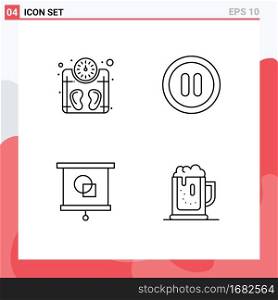 Pictogram Set of 4 Simple Filledline Flat Colors of machine, projector, weight, user, alcoholparty Editable Vector Design Elements