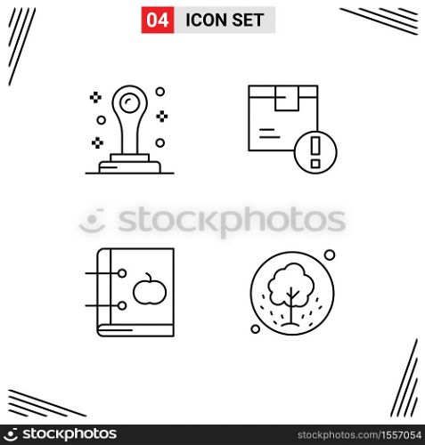 Pictogram Set of 4 Simple Filledline Flat Colors of office, book, attention, logistic, knowledge Editable Vector Design Elements