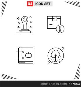 Pictogram Set of 4 Simple Filledline Flat Colors of office, book, attention, logistic, knowledge Editable Vector Design Elements