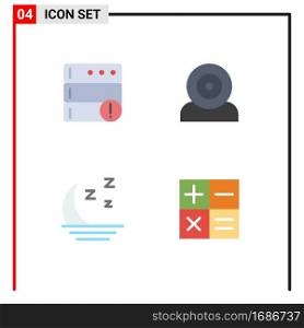 Pictogram Set of 4 Simple Flat Icons of alert, forecast, computers, hardware, night Editable Vector Design Elements