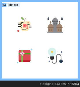 Pictogram Set of 4 Simple Flat Icons of apple, pray, digital, masjid, gift Editable Vector Design Elements