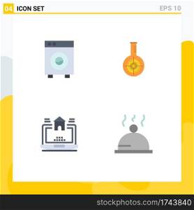 Pictogram Set of 4 Simple Flat Icons of automation, target, equipment, flask, home Editable Vector Design Elements