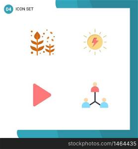 Pictogram Set of 4 Simple Flat Icons of autumn, play, leaf, solar, twitter Editable Vector Design Elements