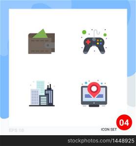 Pictogram Set of 4 Simple Flat Icons of cash, building, control, video game, marketing Editable Vector Design Elements