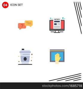 Pictogram Set of 4 Simple Flat Icons of chat, drink, message, news, access Editable Vector Design Elements